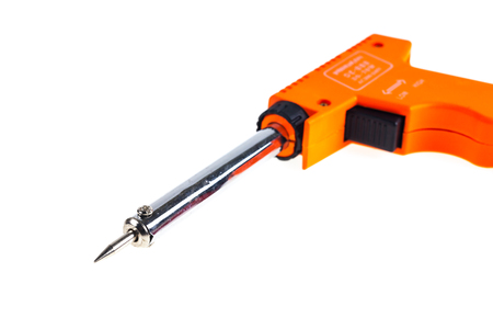 Soldering iron on a white background.の写真素材