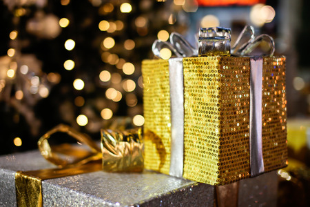 Gift Box on Bokeh Background.の写真素材