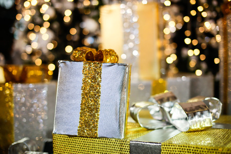 Gift Box on Bokeh Background.の写真素材