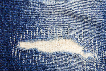 Jeans torn denim texture background.