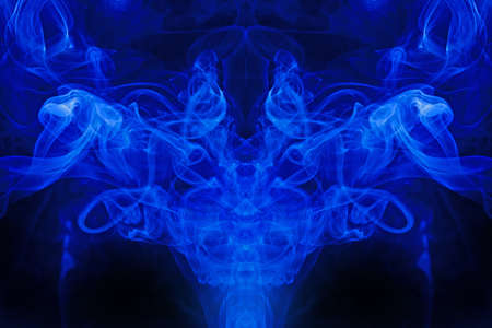 Blue smoke motion on black background.の写真素材