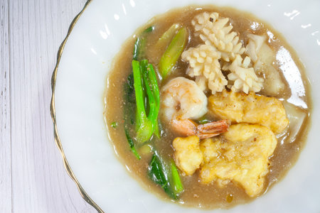 Noodles with  sea food in Gravy Sauce (Rad-Na Tale)の写真素材