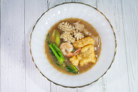 Noodles with  sea food in Gravy Sauce (Rad-Na Tale)の写真素材