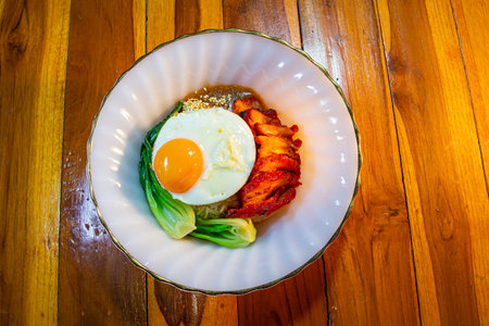 Rice Hong Kong Red Pork.の写真素材