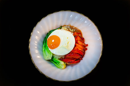 Rice Hong Kong Red Pork.の写真素材