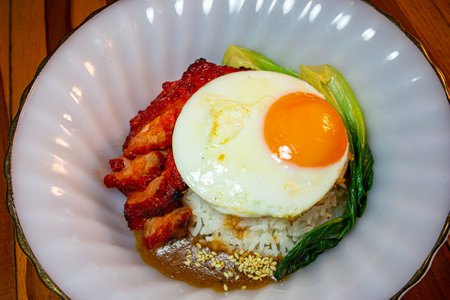 Rice Hong Kong Red Pork.の写真素材