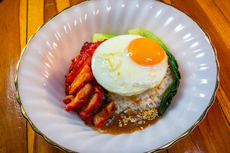 Rice Hong Kong Red Pork.の写真素材