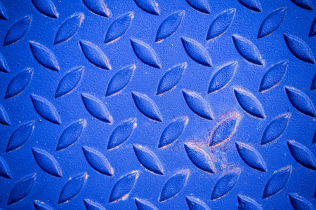 Blue patterned steel surface and rust.の写真素材