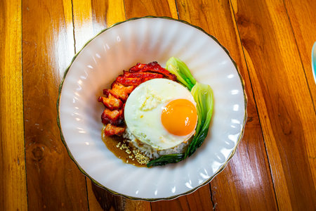 Rice Hong Kong Red Pork.の写真素材