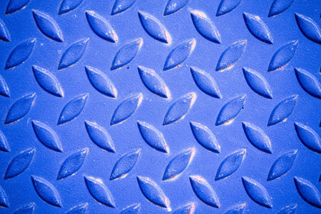 Blue patterned steel surface and rust.の写真素材