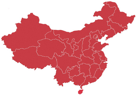China map cut region on white backgroundの写真素材