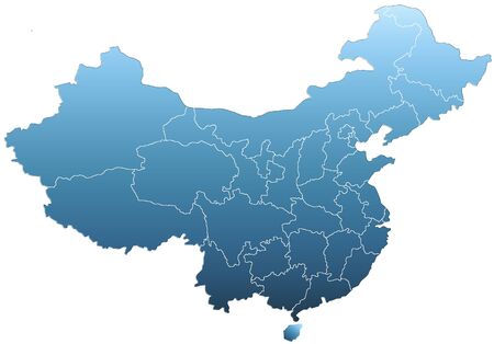 China map cut region on white backgroundの写真素材
