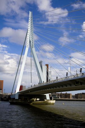 Erasmus Bridge the city of Rotterdamの写真素材