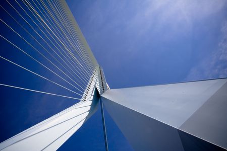 Details of the Erasmus Bridge - the symbol of Rotterdam. View from the bridgeの写真素材