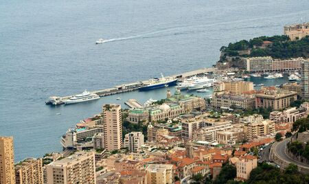 View on the port (La Condamine) of Monaco from the hill.の写真素材