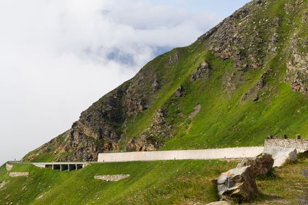 High alpine road.  Grossglockner mountain pass in Austrian Alpsの写真素材