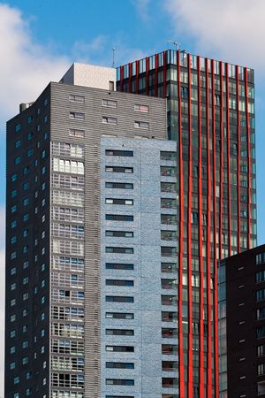 Modern residential district. Close view on high apartmentsの写真素材