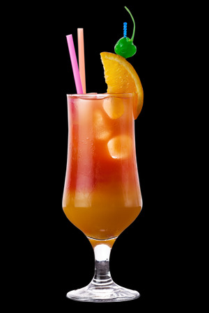 this is an orange summer cocktail on the black backgroundの写真素材