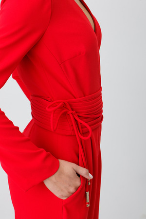 Beautiful Woman in Red Dress on Whiteの写真素材