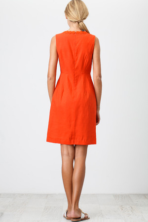 Beautiful Woman in Red Dress on Whiteの写真素材