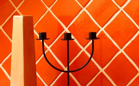 vase and candle stickの写真素材