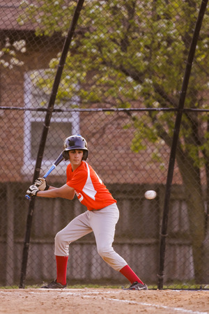 Youth baseball match between Norewood Park and Morton Grove Pak in Morton Grove Park Districk on May 6, 2016のeditorial素材