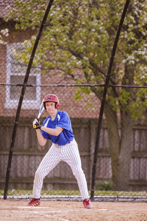 Youth baseball match between Norewood Park and Morton Grove Pak in Morton Grove Park Districk on May 6, 2016のeditorial素材