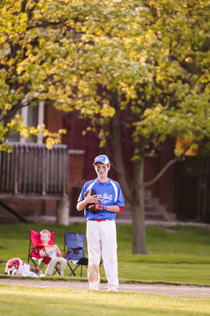 Youth baseball match between Norewood Park and Morton Grove Pak in Morton Grove Park Districk on May...
