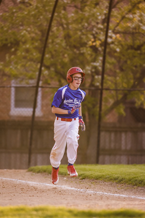 Youth baseball match between Norewood Park and Morton Grove Pak in Morton Grove Park Districk on May 6, 2016のeditorial素材