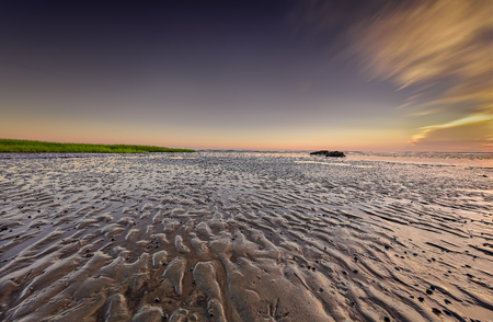 Seascape, sunrise, sunset in Mitchellville Park Beach in Hilton Head Island, South Carolinaの写真素材