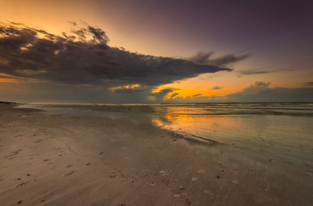 Seascape, sunrise, sunset in Mitchellville Park Beach in Hilton Head Island, South Carolinaの写真素材