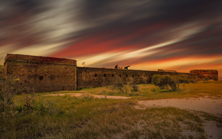Fort Clinch at Fernandina Beach, Amelia Island during sunset.の写真素材