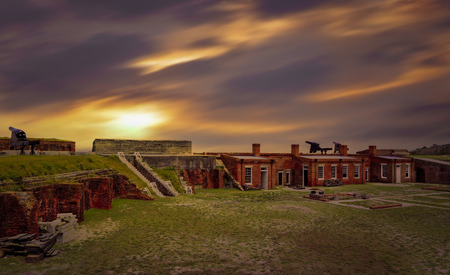 Fort Clinch at Fernandina Beach, Amelia Island during sunset.