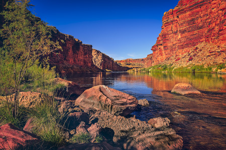 Cathedral Wash Trail in Marble Canyon, Arizona. Beautiful view through the trail which leads to Colorado River.の写真素材