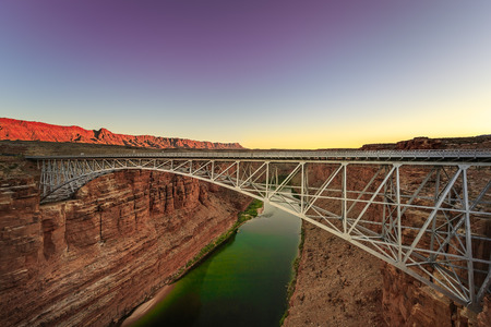 Sunset at Navajo Bridge in Grand Canyon, Arizona.の写真素材