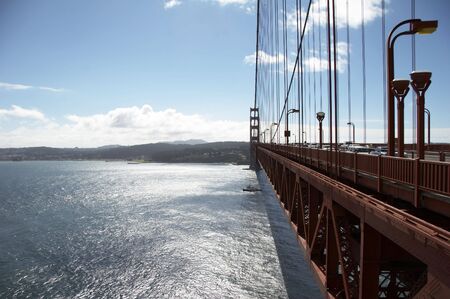 Details of Golden Gate Bridge - San Francisco in background