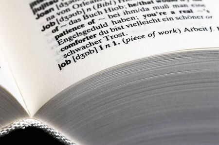 Macro shot of the word Job in a dictionaryの写真素材