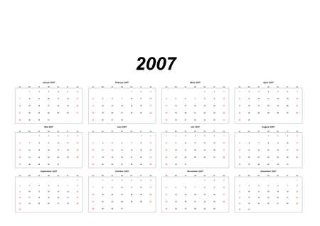 calendar 2007 with black letter and white backgroundの写真素材