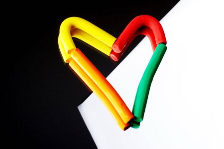 colorful heart made of plasticineの写真素材