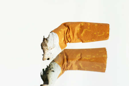 cigarette on a mirror - white background