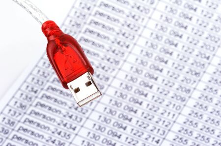 USB cable with red connector - IP-numbers in background