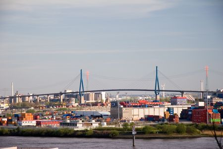 Koehlbrand Bridge and Hamburg Harbor, Germany
