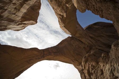 Double Arch - Rock formation in Arches National Park in Utah, USAの写真素材