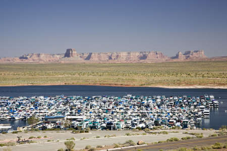 Wahweap marina at Lake Powell near Page in Arizona, USAの写真素材