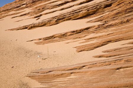 Visible rock stratum - red sandstone in Arizona, USA