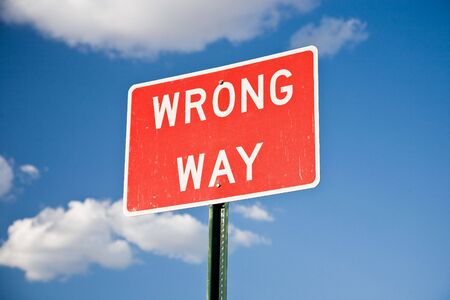 Road sign WRONG WAY USAの写真素材