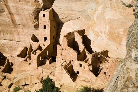 Square Tower House, Mesa Verde National Park in Colorado, USAの写真素材