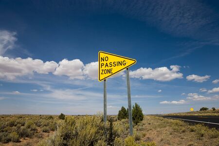 Road sign no passing zone, USAの写真素材