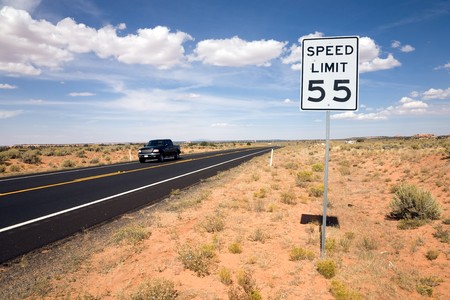 Road sign speed limit 55, USAの写真素材