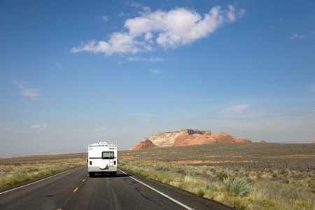 Recreational vehicle on the road in Arizona, USAの写真素材